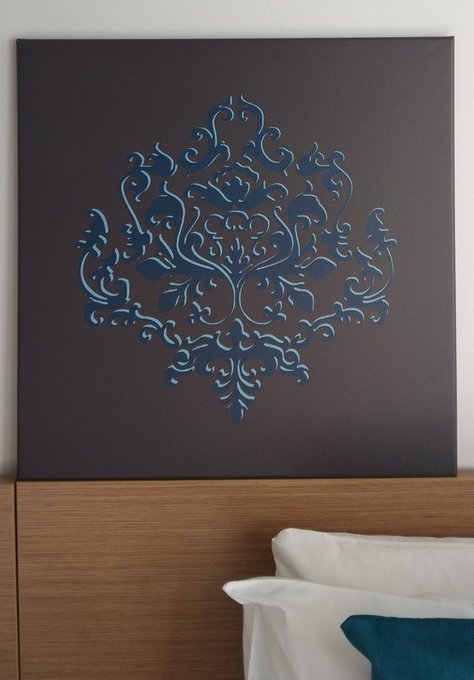Damask Artwork  - Isobel: Stone / Teal